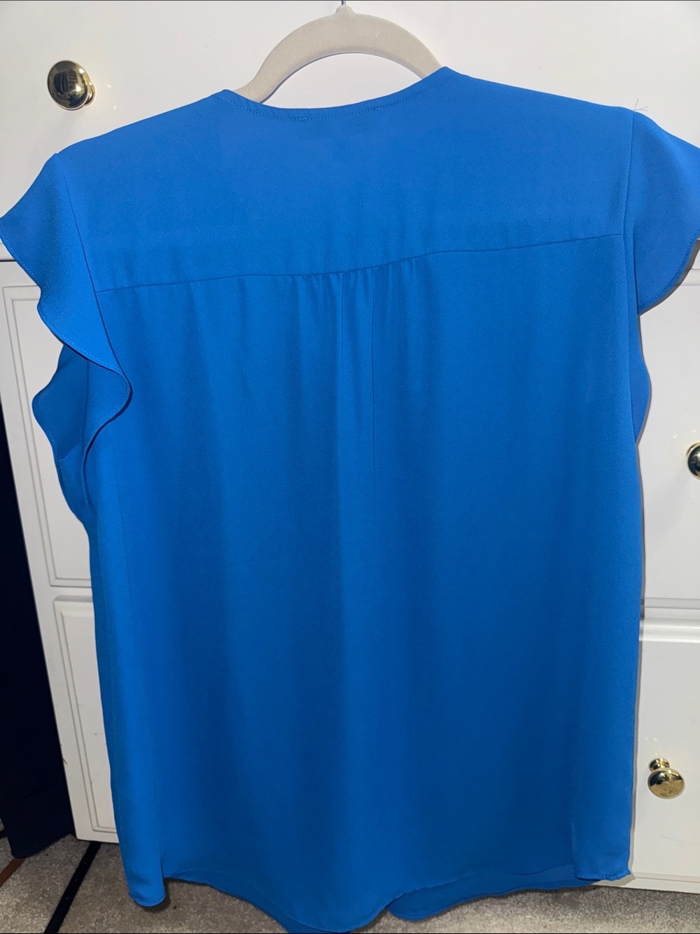 Chaus Bright Blue V-Neck Flutter Sleeve Blouse - Picture 4 of 4